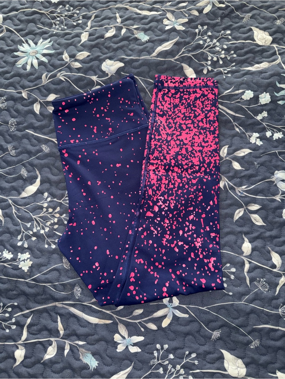 ZYIA Navy Leggings with Hot Pink Splatter